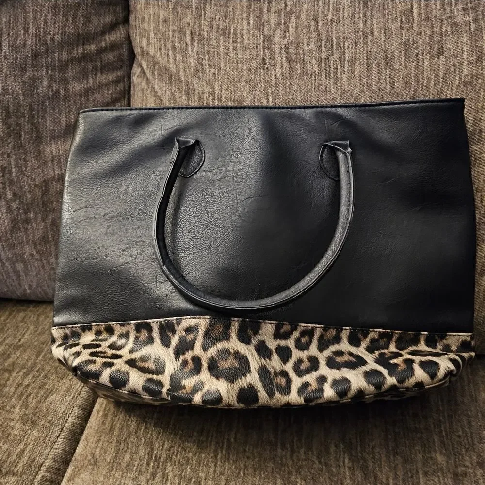 Brand new oversized bag black with leopard bottom